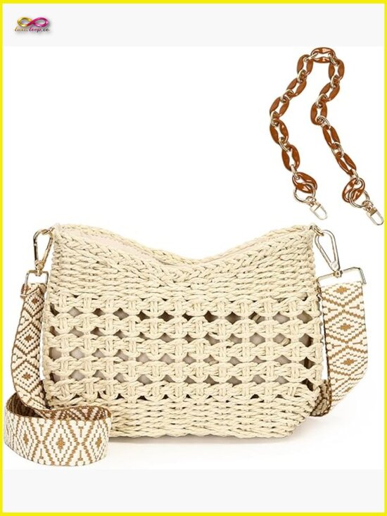 Handbags - Handmade Straw Woven Crossbody Bag Hobo Shoulder Purse Summer Beach Boho